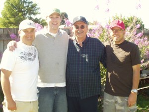 The Guys----L-R  Scott (Ruth's Hubs), Mark (My Hubs), DAD, Simon (Amy's Hubs)